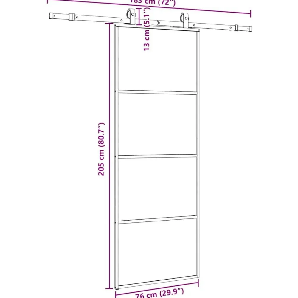 vidaXL Puerta corredera con juego herrajes 76x205 cm ESG vidrio Negro Hot