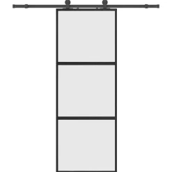 vidaXL Materiales De Construcción-Puerta corredera con herrajes negro 76x205 cm vidrio templado