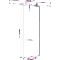 vidaXL Materiales De Construcción-Puerta corredera con herrajes negro 76x205 cm vidrio templado