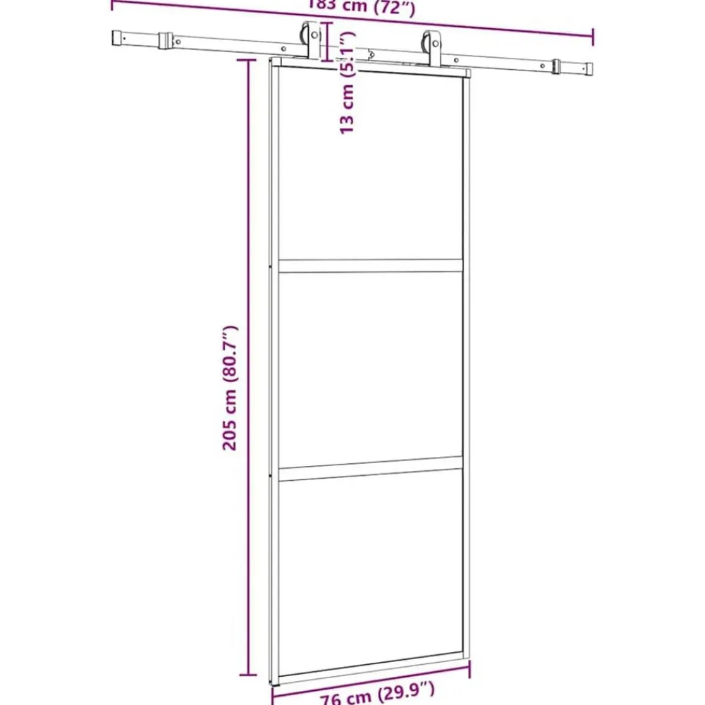 vidaXL Materiales De Construcción-Puerta corredera con herrajes negro 76x205 cm vidrio templado