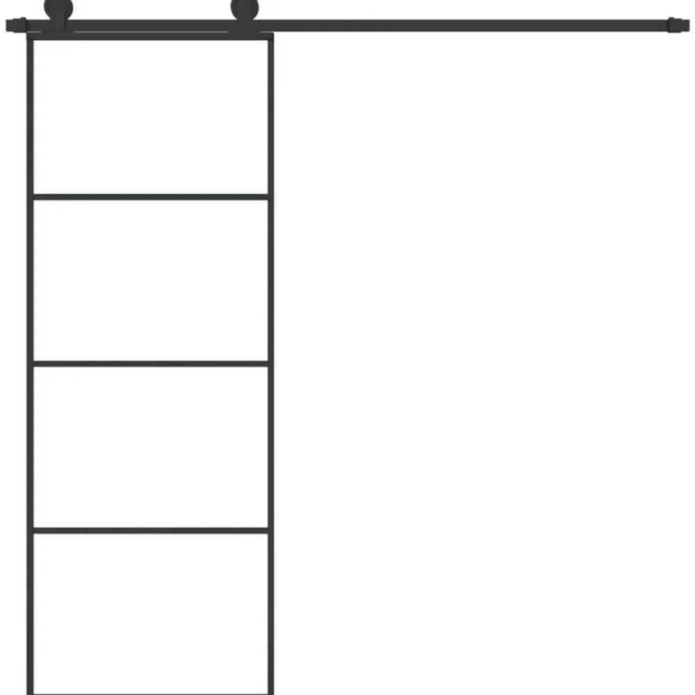 vidaXL Puerta corredera con set herrajes vidrio ESG aluminio 76x205 cm New