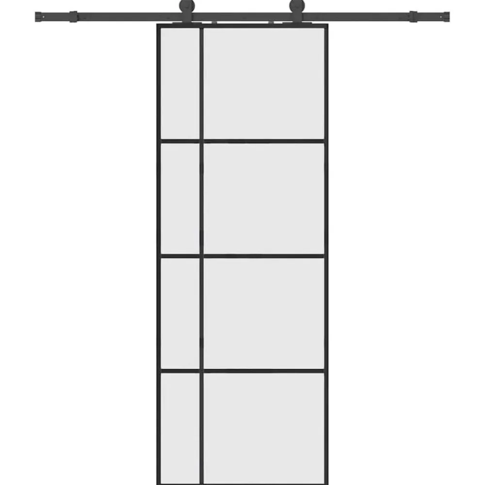 vidaXL Puerta corredera con juego herrajes negro 76x205 cm ESG vidrio Online