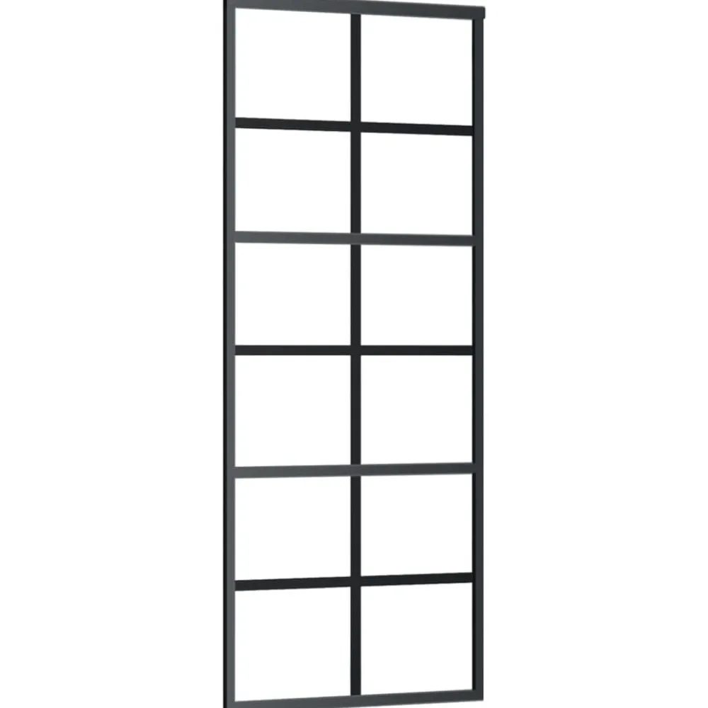 vidaXL Materiales De Construcción-Puerta corredera con herrajes ESG vidrio y aluminio 76x205 cm