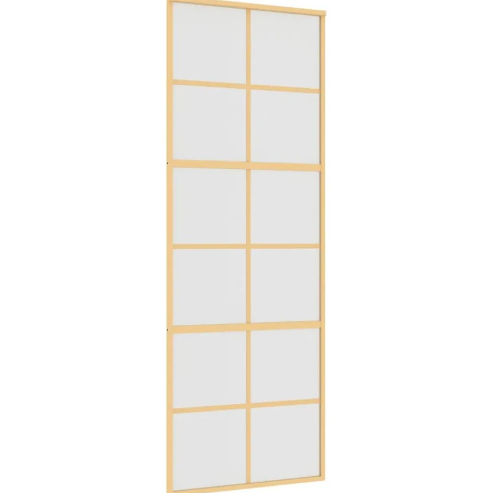 vidaXL Puerta corredera dorada vidrio ESG esmerilado aluminio 76x205cm Dorado y mate Online