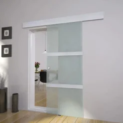 vidaXL Puerta corredera de cristal y aluminio 178 cm plateado Best