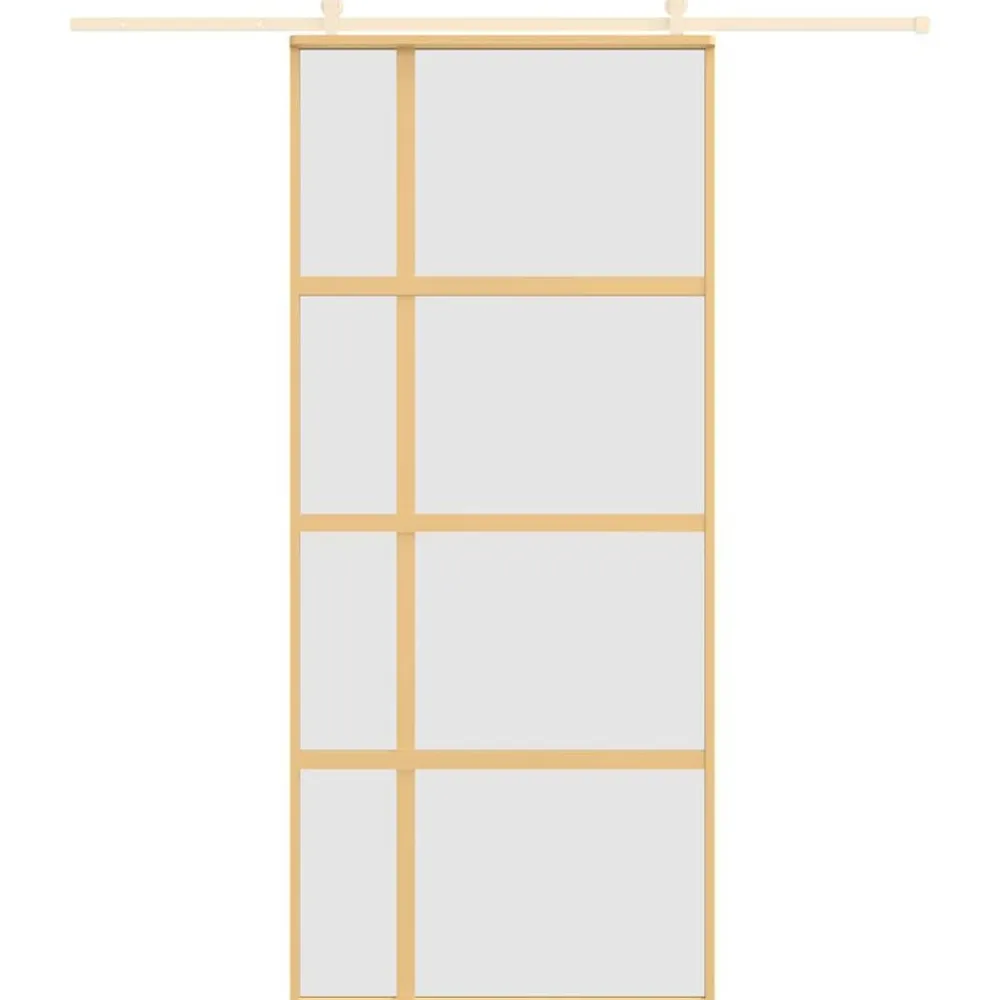vidaXL Materiales De Construcción-Puerta corredera dorada vidrio ESG esmerilado aluminio 90x205cm
