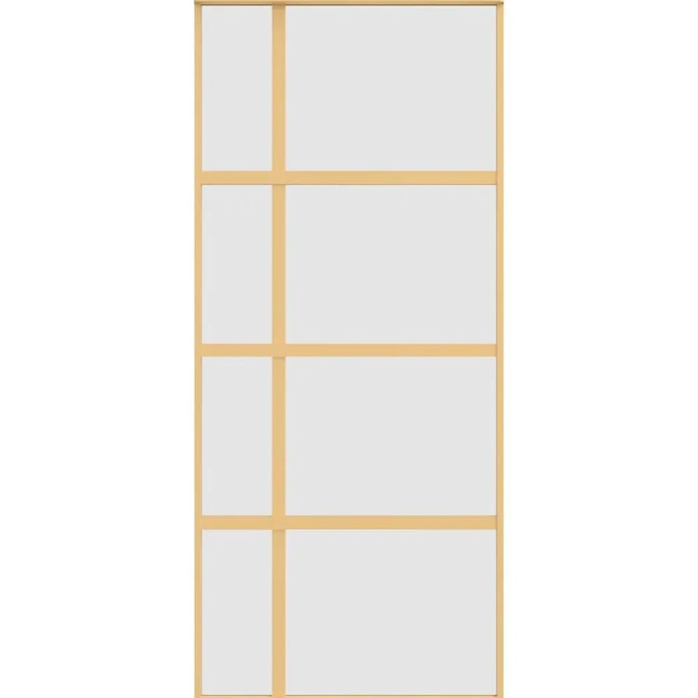 vidaXL Materiales De Construcción-Puerta corredera dorada vidrio ESG esmerilado aluminio 90x205cm