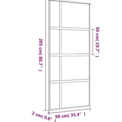 vidaXL Materiales De Construcción-Puerta corredera dorada vidrio ESG esmerilado aluminio 90x205cm