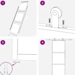 vidaXL Materiales De Construcción-Puerta corredera de 3 paneles ESG vidrio y aluminio negra 76x205 cm