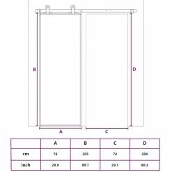 vidaXL Materiales De Construcción-Puerta corredera de 3 paneles ESG vidrio y aluminio negra 76x205 cm