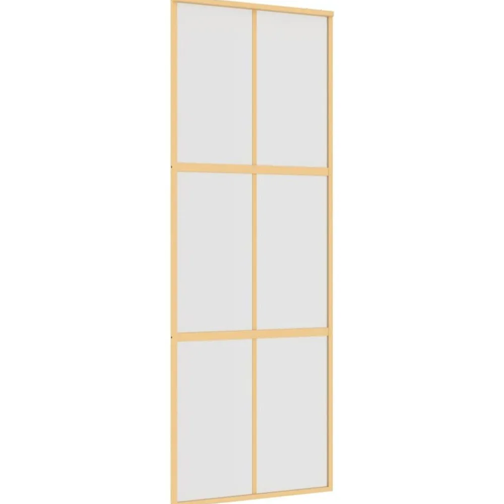 vidaXL Materiales De Construcción-Puerta corredera dorada vidrio ESG esmerilado aluminio 76x205cm