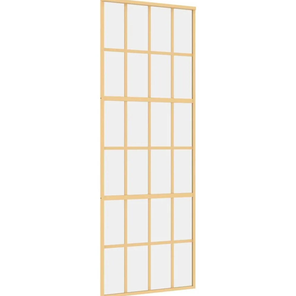 vidaXL Puerta corredera dorada de vidrio ESG transparente y aluminio Dorado Discount