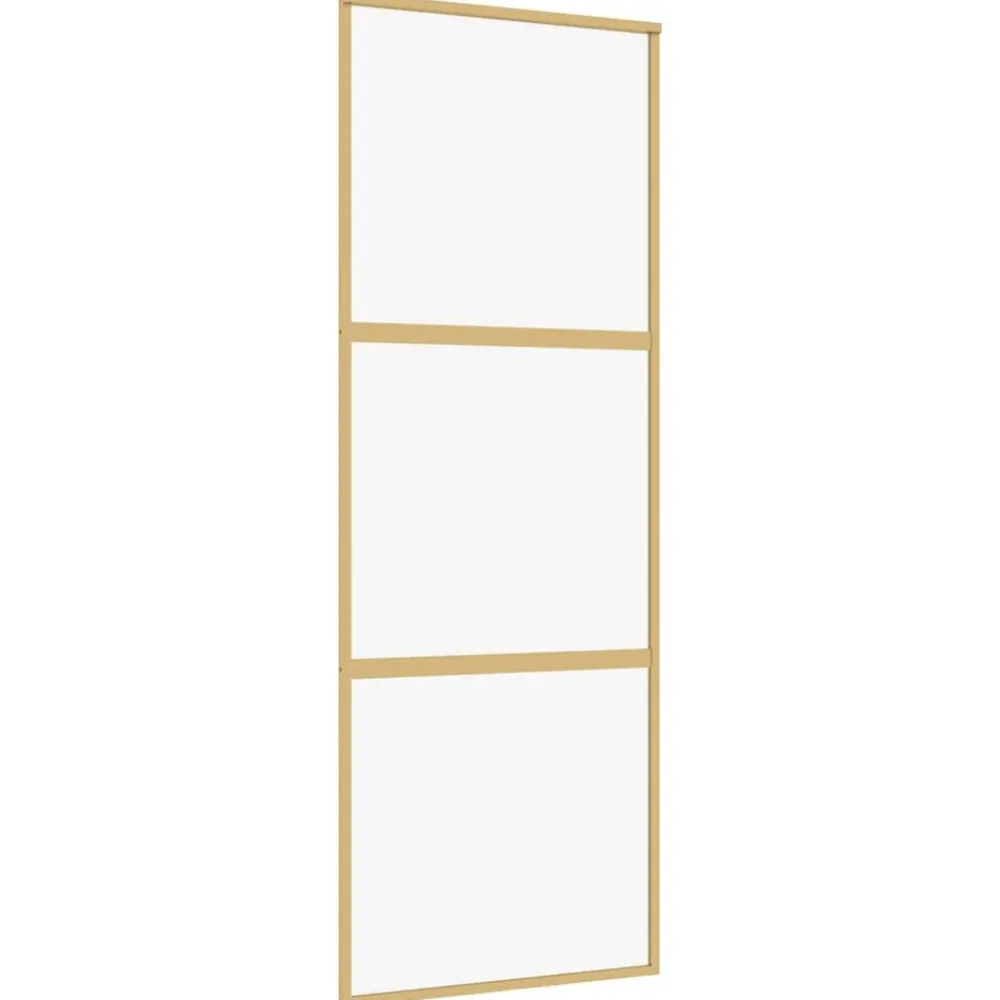 vidaXL Puerta corredera dorada de vidrio ESG transparente y aluminio Dorado Online