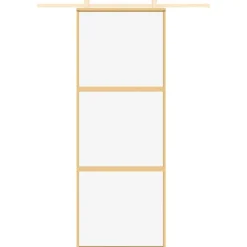 vidaXL Puerta corredera dorada de vidrio ESG transparente y aluminio Dorado Online