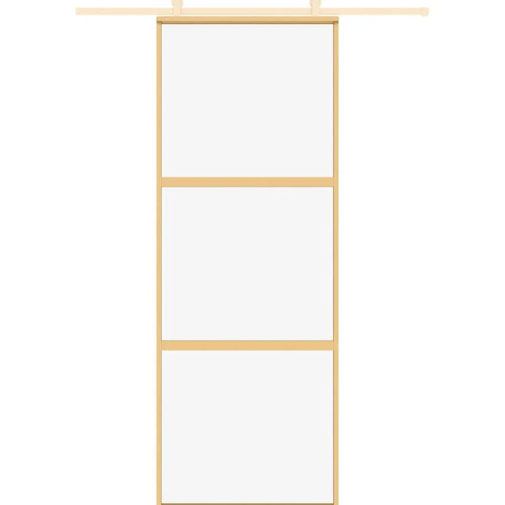 vidaXL Puerta corredera dorada de vidrio ESG transparente y aluminio Dorado Online