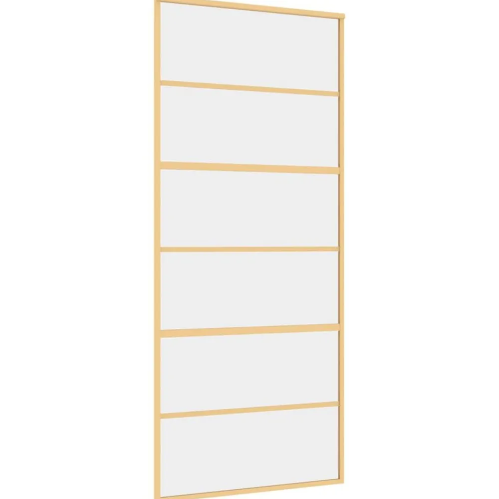 vidaXL Puerta corredera dorada de vidrio ESG transparente y aluminio Dorado Discount