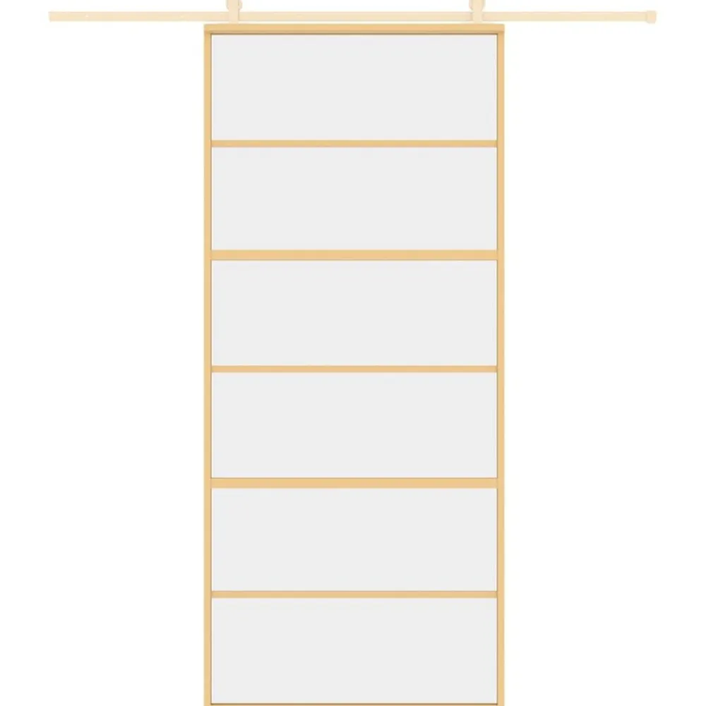vidaXL Puerta corredera dorada de vidrio ESG transparente y aluminio Dorado Discount