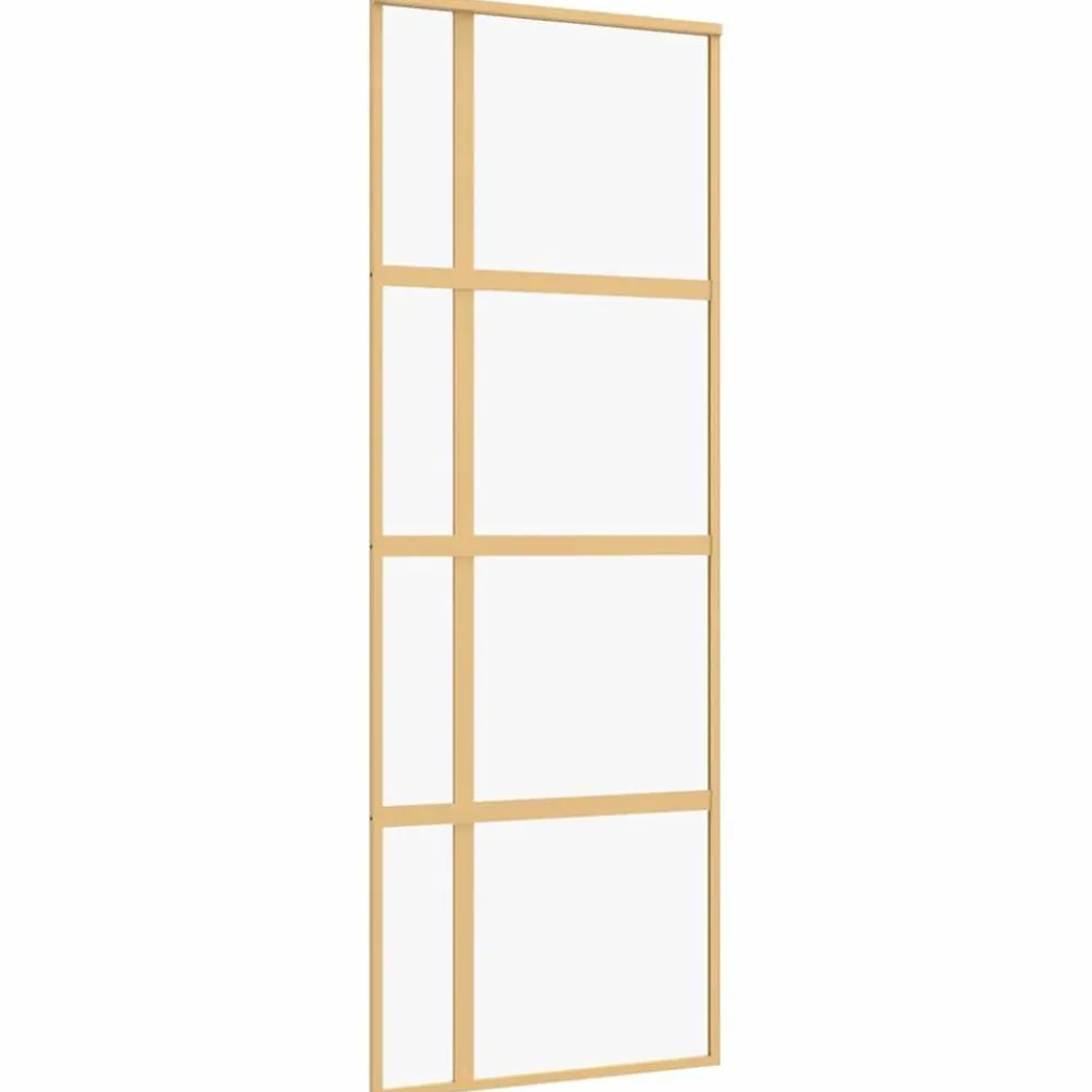 vidaXL Puerta corredera dorada de vidrio ESG transparente y aluminio Dorado Best
