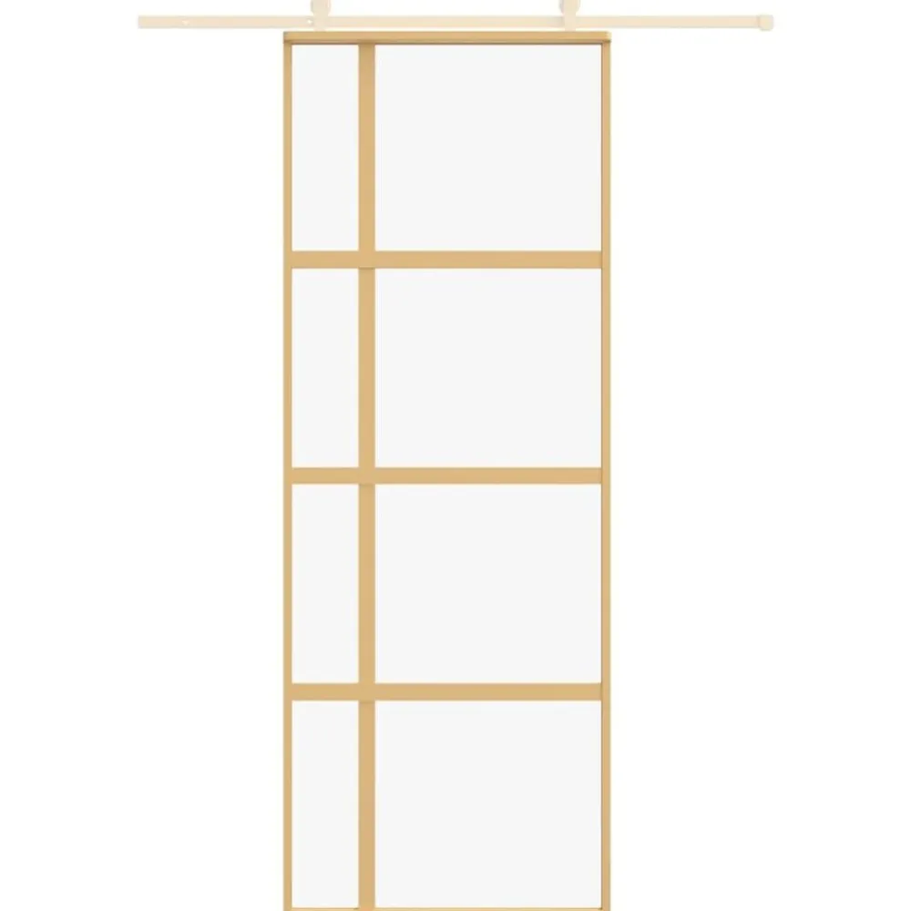 vidaXL Puerta corredera dorada de vidrio ESG transparente y aluminio Dorado Best