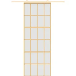 vidaXL Puerta corredera dorada vidrio ESG esmerilado aluminio 76x205cm Dorado y mate Clearance