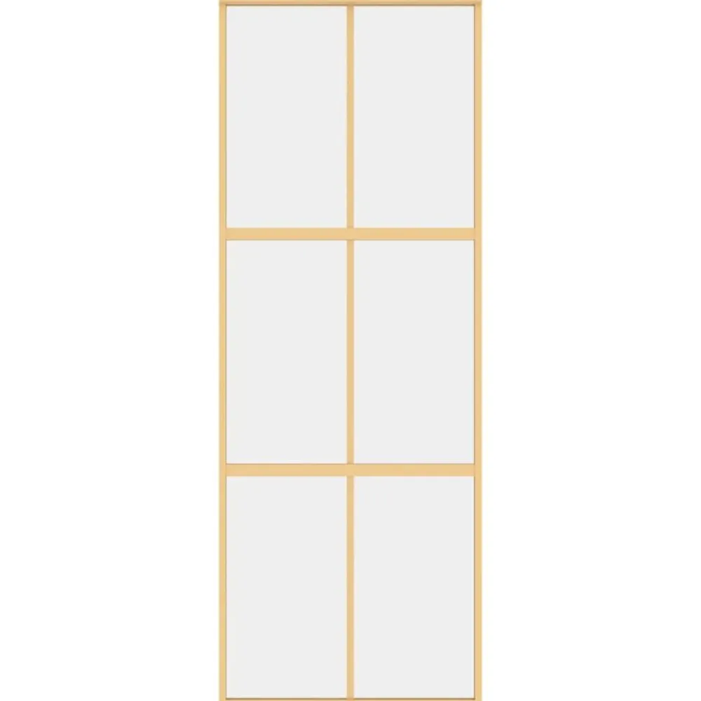 vidaXL Materiales De Construcción-Puerta corredera dorada de vidrio ESG transparente y aluminio