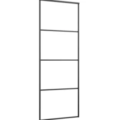 vidaXL Materiales De Construcción-Puerta corredera ESG aluminio y vidrio ESG negra 76x205 cm