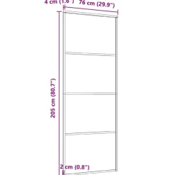 vidaXL Materiales De Construcción-Puerta corredera ESG aluminio y vidrio ESG negra 76x205 cm
