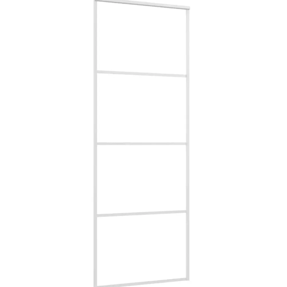 vidaXL Materiales De Construcción-Puerta corredera ESG vidrio y aluminio blanca 76x205 cm