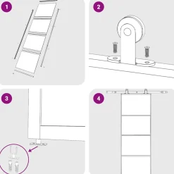 vidaXL Materiales De Construcción-Puerta corredera ESG vidrio y aluminio blanca 76x205 cm
