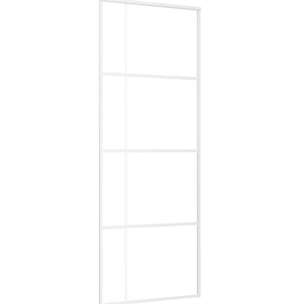 vidaXL Materiales De Construcción-Puerta corredera ESG vidrio y aluminio blanca 76x205 cm