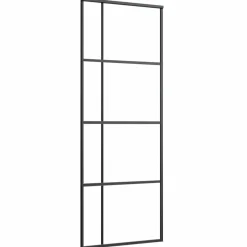vidaXL Puerta corredera ESG vidrio y aluminio negra 76x205 cm Negro Discount