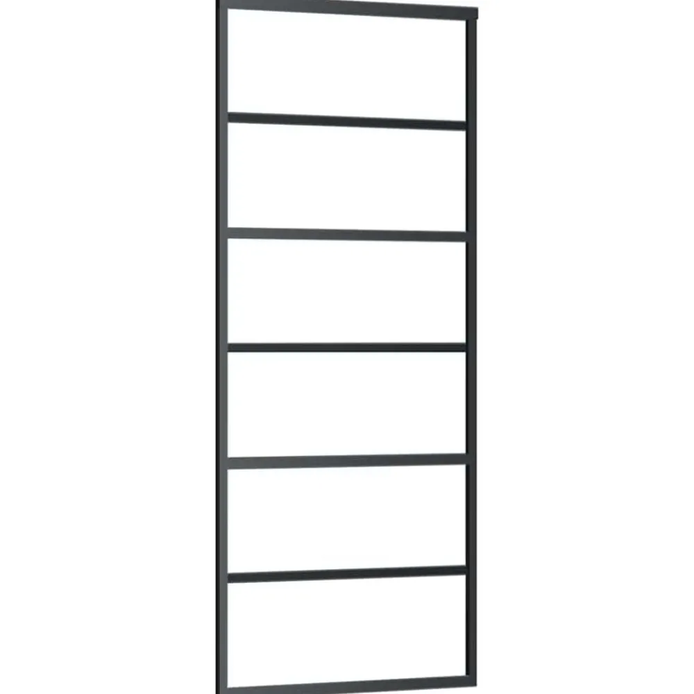 vidaXL Puerta corredera ESG vidrio y aluminio negra 76x205 cm Outlet