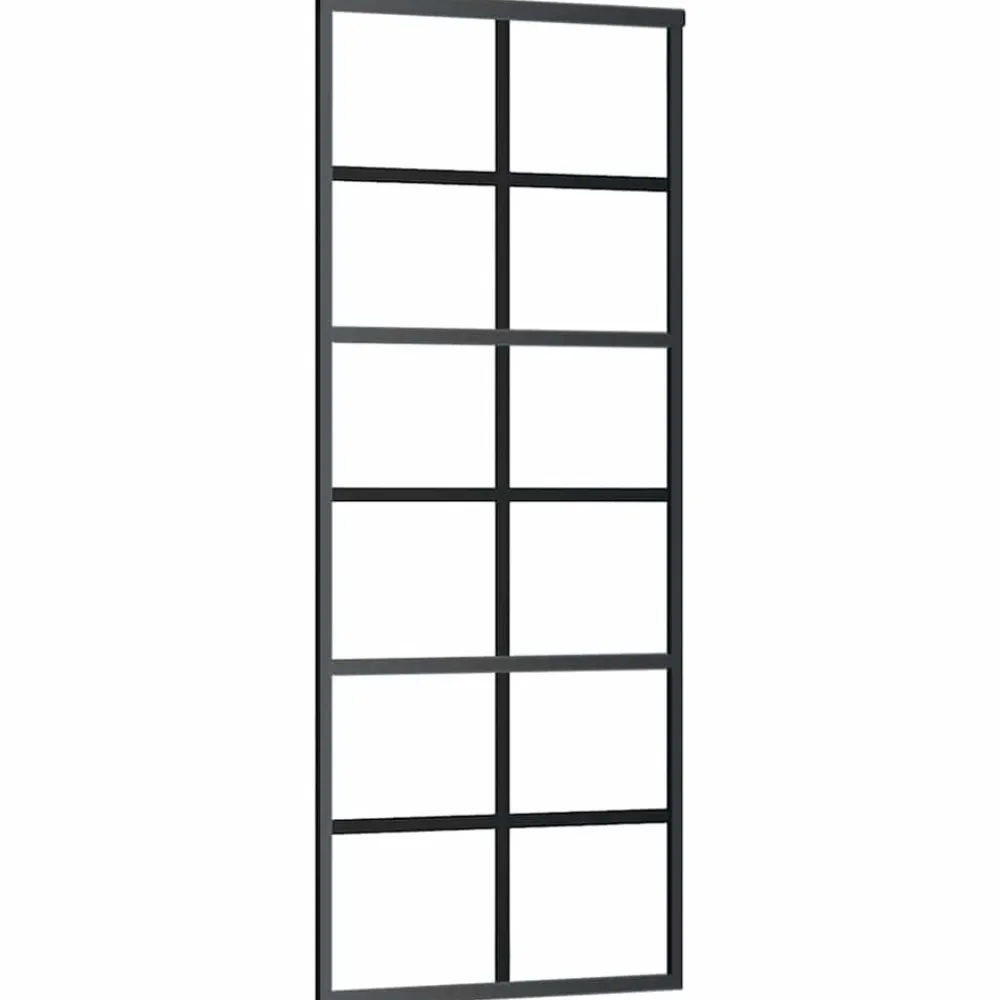vidaXL Puerta corredera ESG vidrio y aluminio negra 76x205 cm Discount