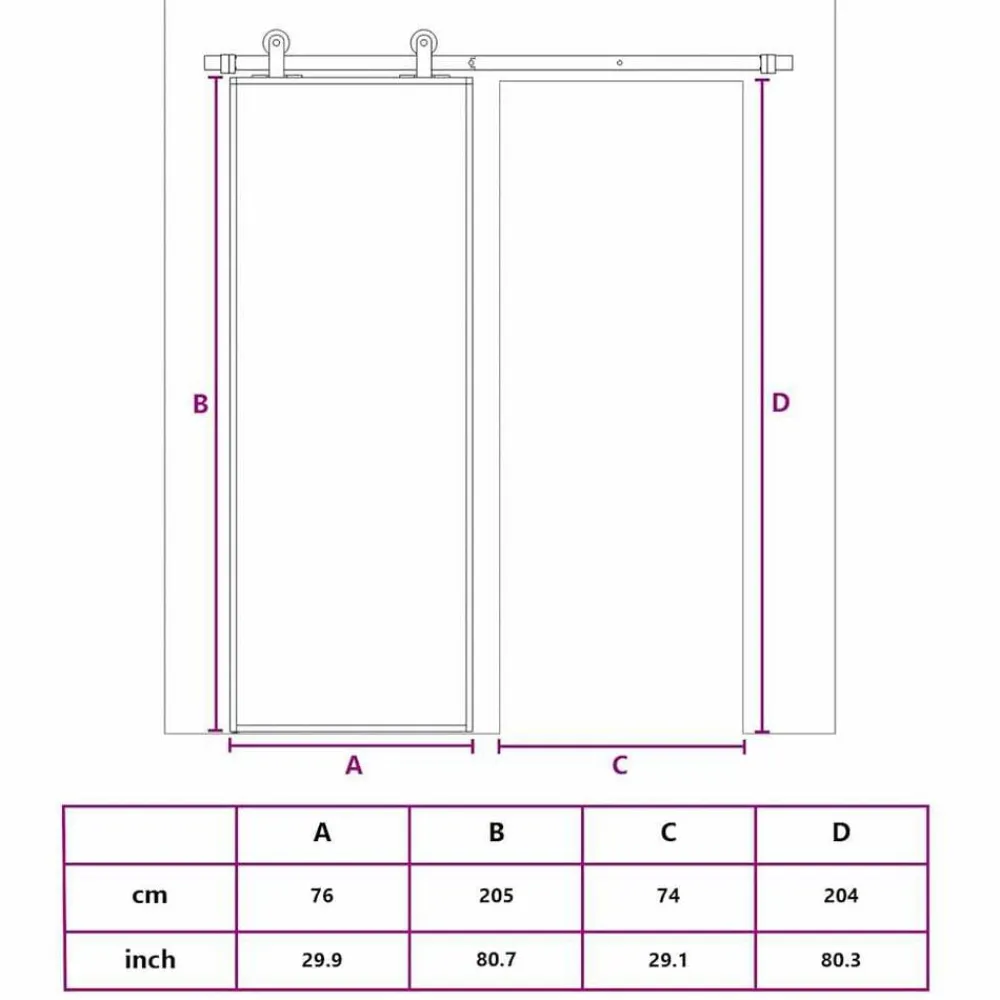 vidaXL Puerta corredera ESG vidrio y aluminio negra 76x205 cm Discount