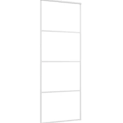 vidaXL Puerta corredera ESG vidrio y aluminio 76x205 cm Blanco