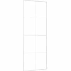 vidaXL Materiales De Construcción-Puerta corredera ESG vidrio y aluminio blanca 76x205 cm