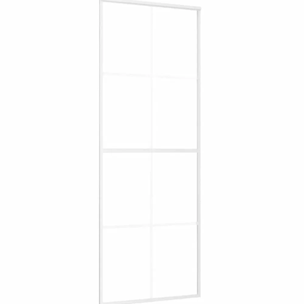 vidaXL Materiales De Construcción-Puerta corredera ESG vidrio y aluminio blanca 76x205 cm