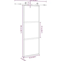 vidaXL Materiales De Construcción-Puerta corredera set herrajes vidrio templado aluminio 76x205cm