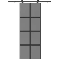 vidaXL Materiales De Construcción-Puerta corredera set herrajes vidrio templado aluminio 76x205cm