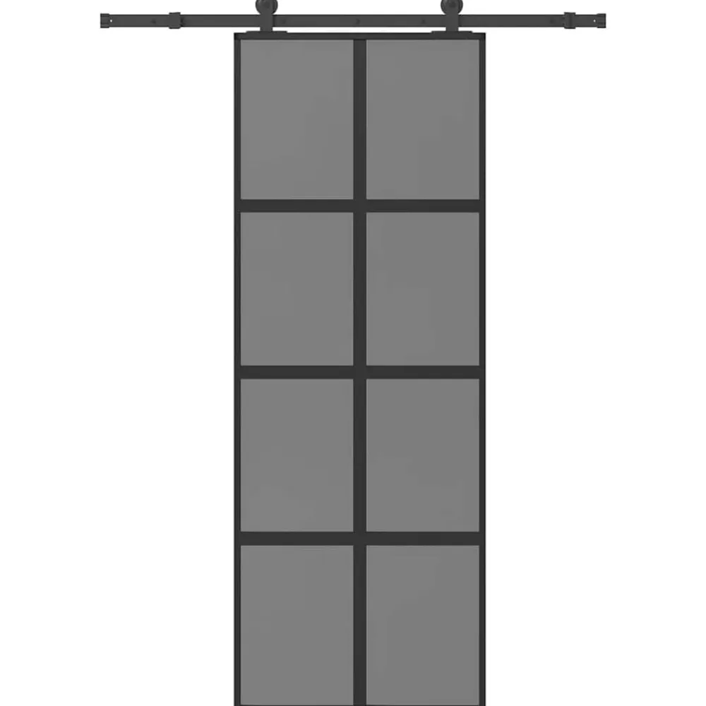 vidaXL Materiales De Construcción-Puerta corredera set herrajes vidrio templado aluminio 76x205cm