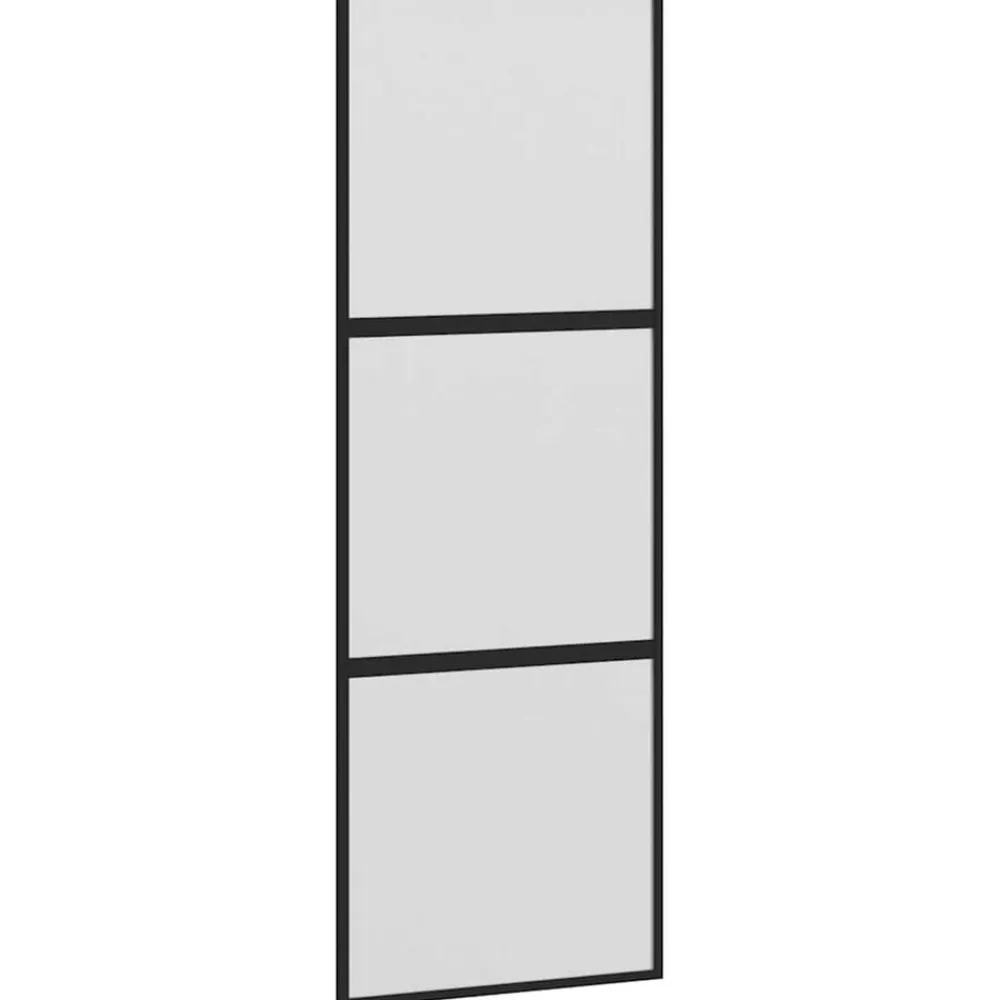 vidaXL Puerta corredera set herrajes vidrio templado aluminio 76x205cm Clearance