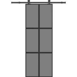 vidaXL Materiales De Construcción-Puerta corredera set herrajes vidrio templado aluminio 76x205cm