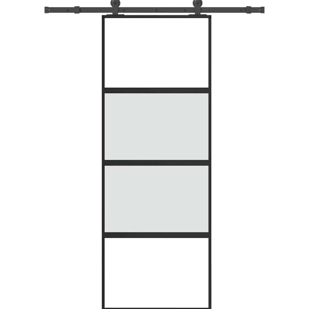 vidaXL Puerta corredera set herrajes vidrio templado aluminio 76x205cm matt and transparent New