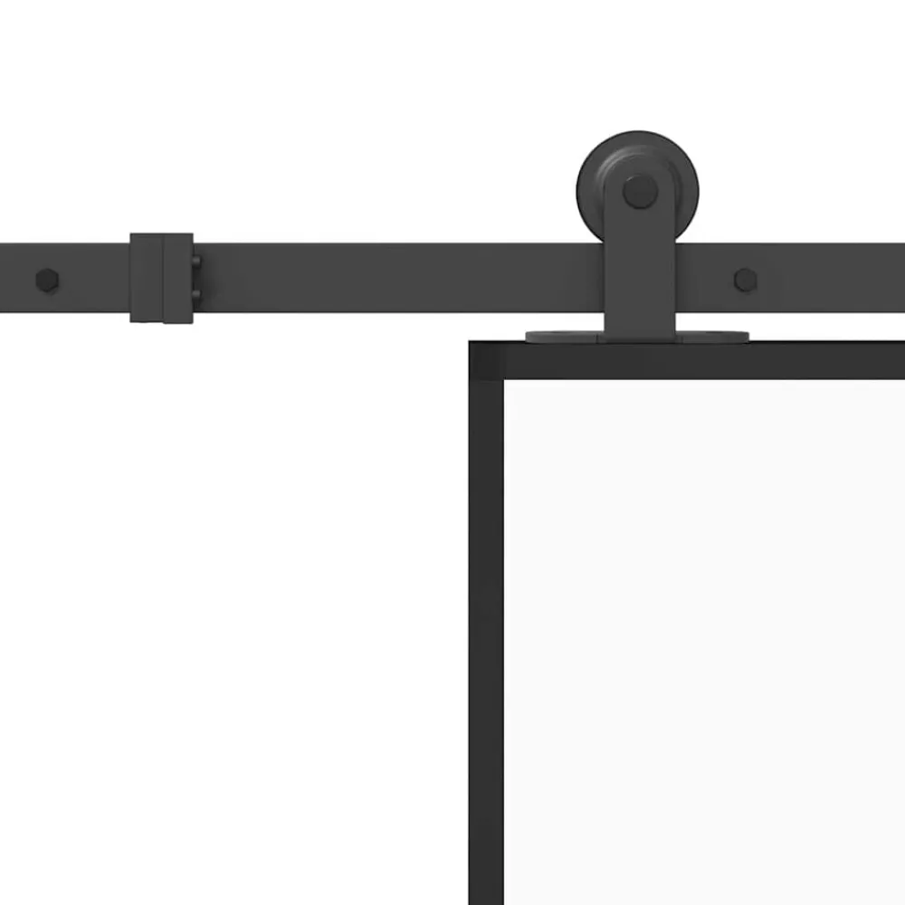 vidaXL Puerta corredera set herrajes vidrio templado aluminio 76x205cm matt and transparent New