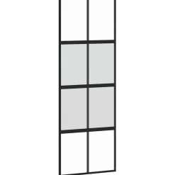 vidaXL Materiales De Construcción-Puerta corredera vidrio templado y aluminio negra 76x205 cm