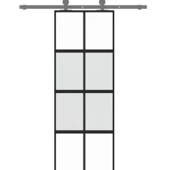 vidaXL Materiales De Construcción-Puerta corredera vidrio templado y aluminio negra 76x205 cm