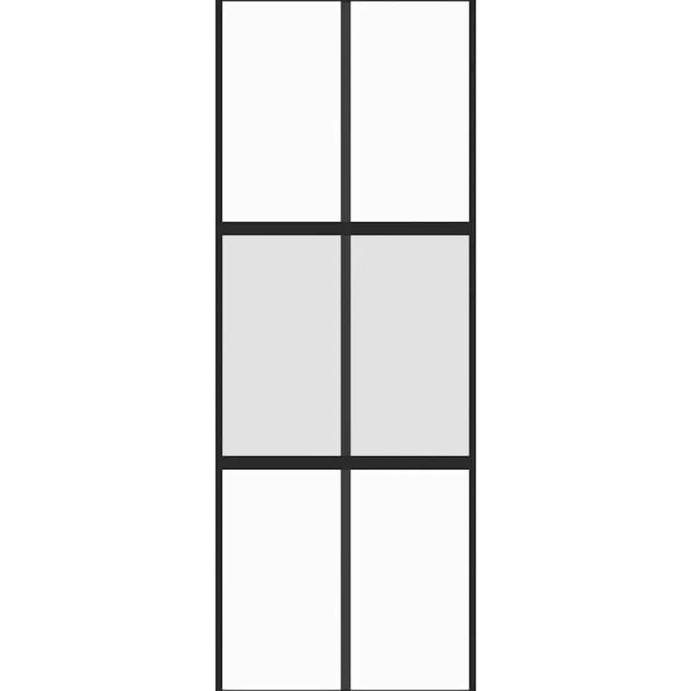 vidaXL Materiales De Construcción-Puerta corredera vidrio templado y aluminio negra 76x205 cm
