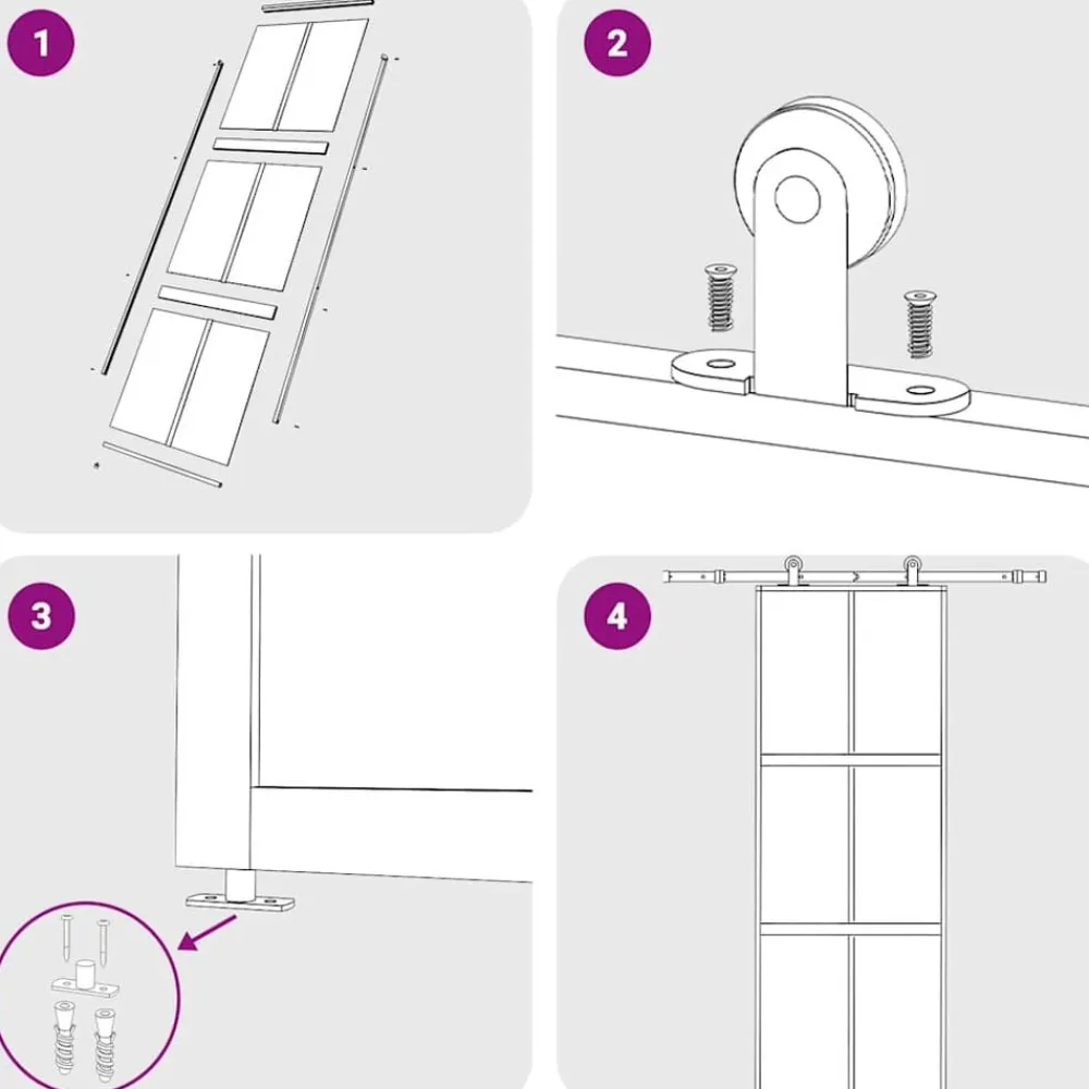 vidaXL Materiales De Construcción-Puerta corredera vidrio templado y aluminio negra 76x205 cm
