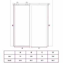 vidaXL Materiales De Construcción-Puerta corredera vidrio templado y aluminio negra 76x205 cm