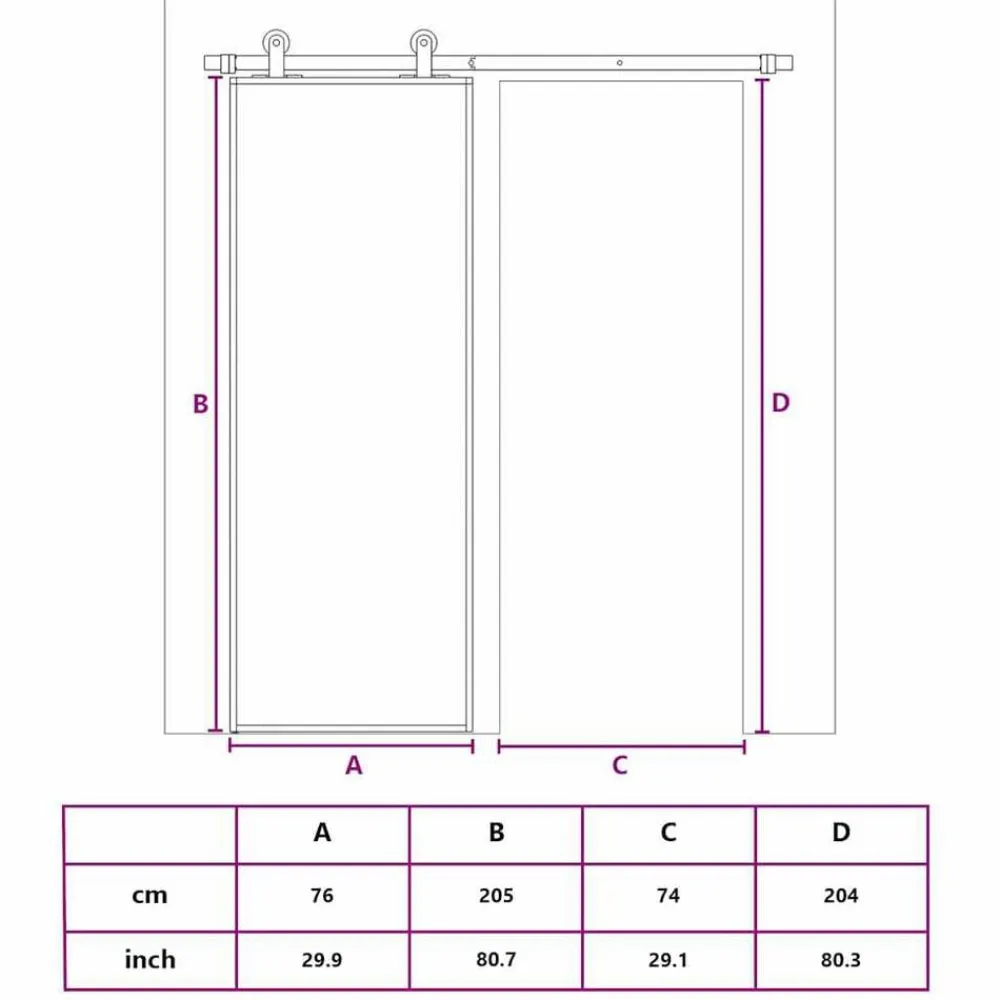 vidaXL Materiales De Construcción-Puerta corredera vidrio templado y aluminio negra 76x205 cm